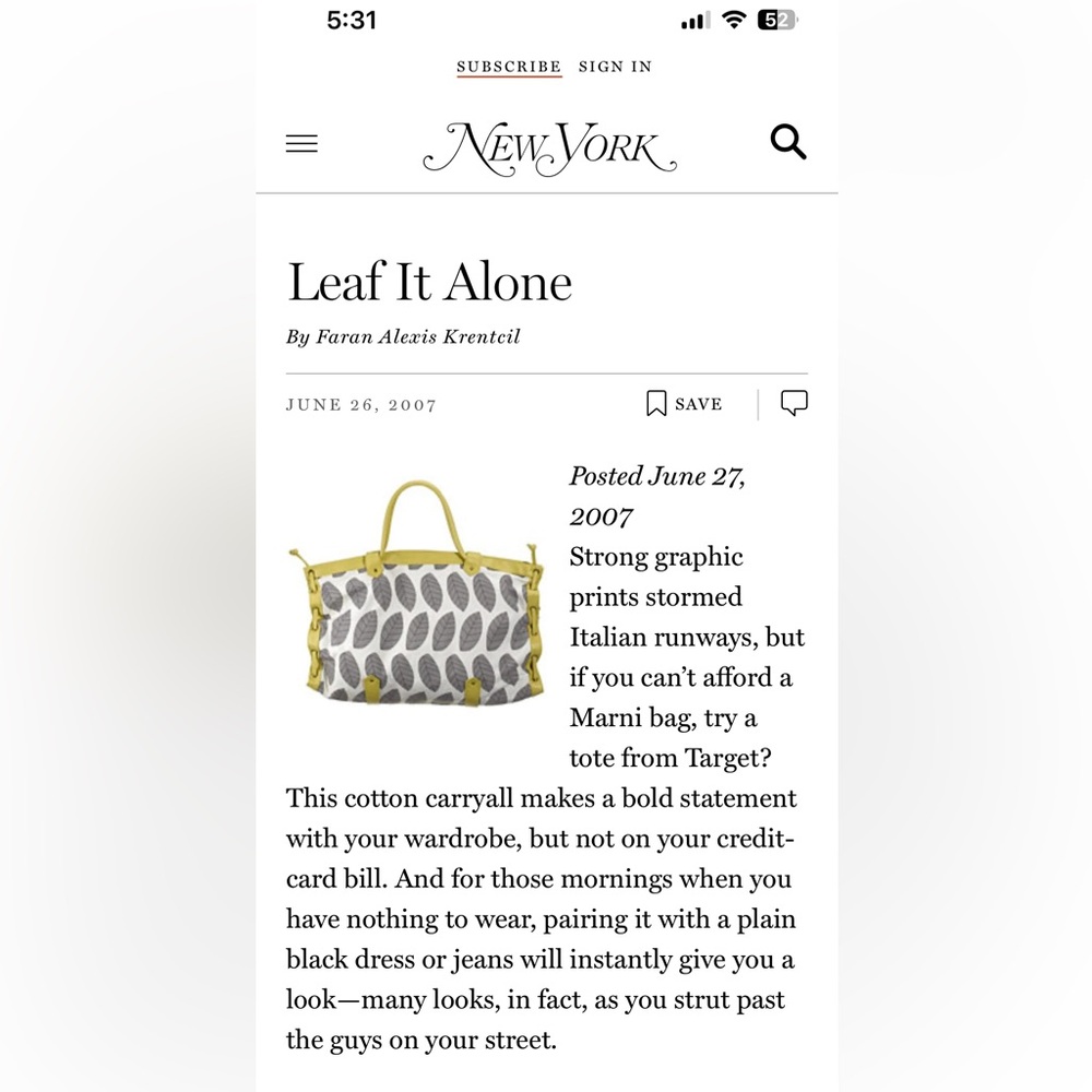 Target Leaf It Alone Handbag Tote Bag Patterned Yellow and Gray Women's Purse - Picture 16 of 17